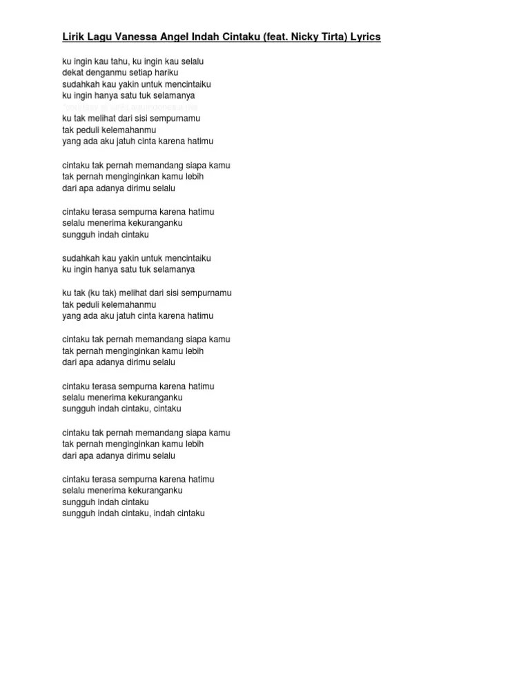 Lirik Lagu Vanessa Angel Indah Cintaku | PDF