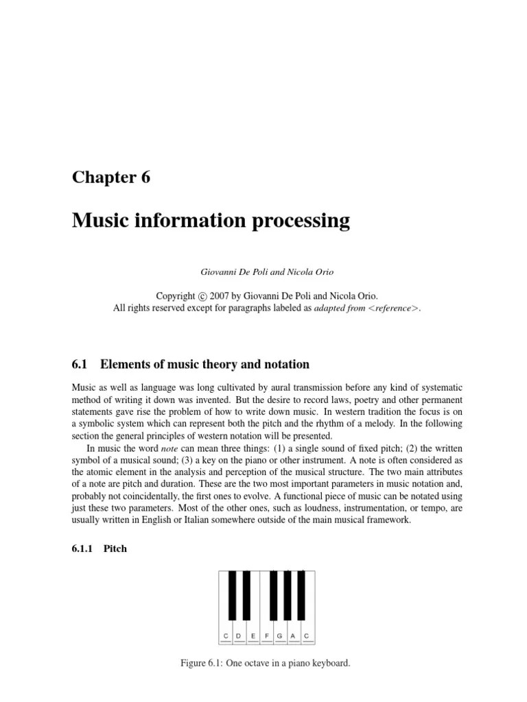 Music Information Processing 6.1 Elements of Music Theory and Notation PDF Tempo Scale