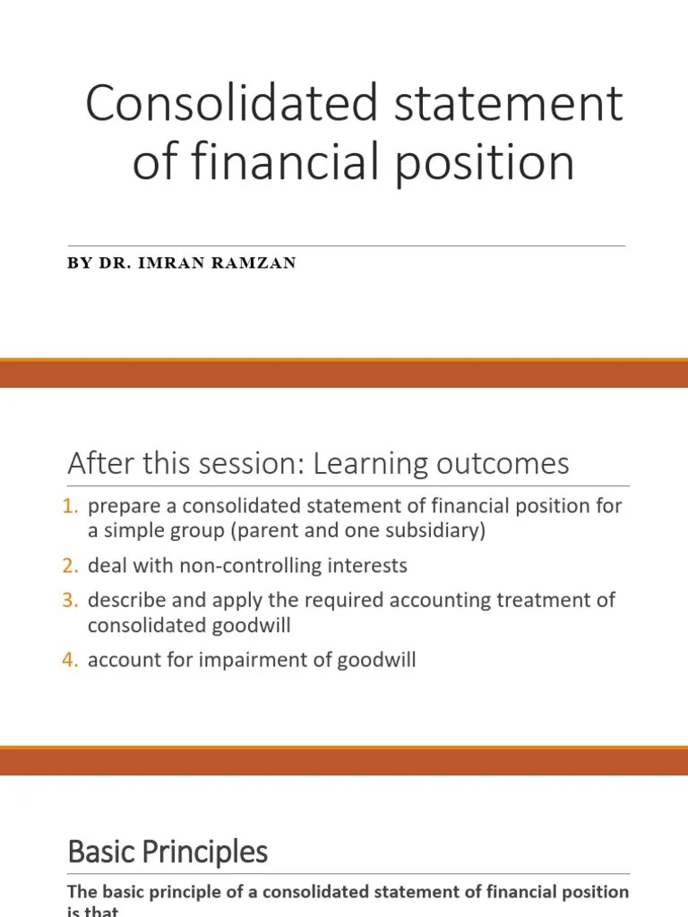 Lecture 3 Consolidated statement with practice PDF Balance Sheet Goodwill (Accounting)