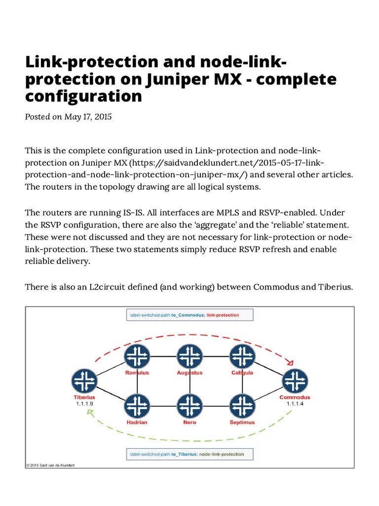 LinkProtection and NodeLinkProtection On Juniper MX Complete
