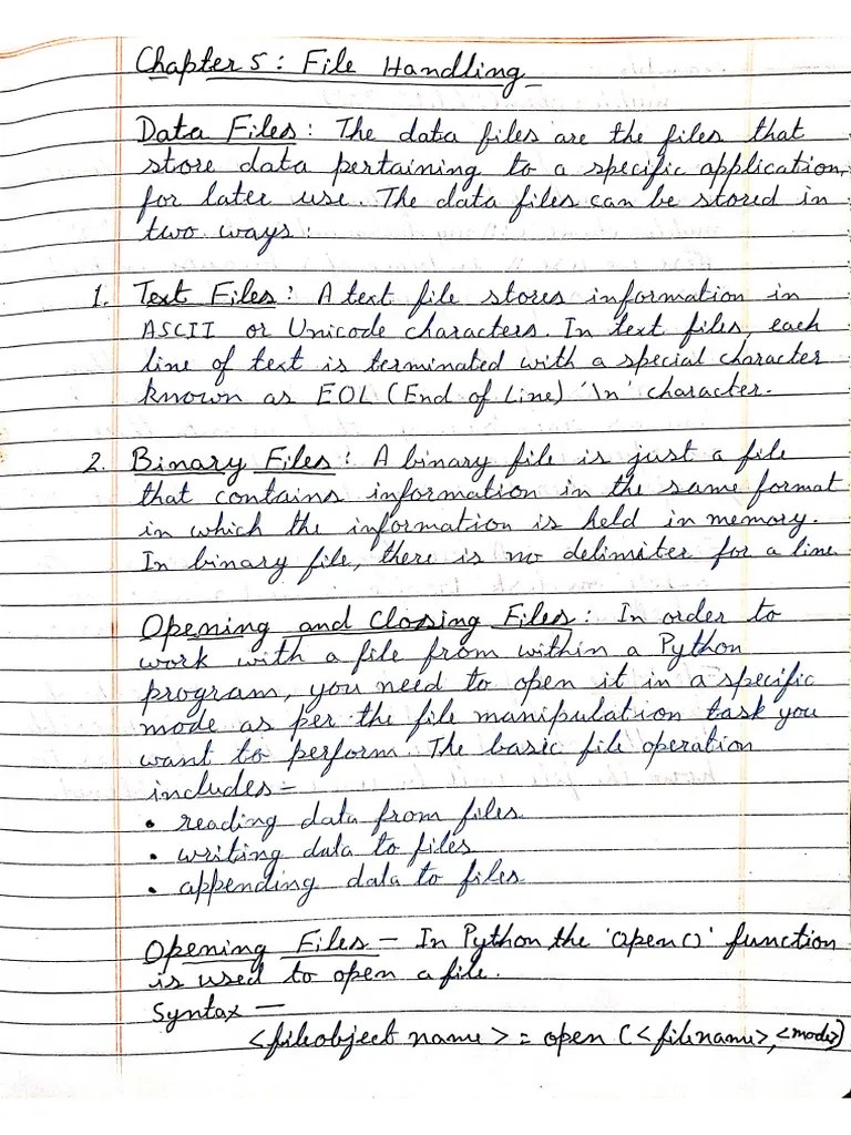 Python File handling notes PDF