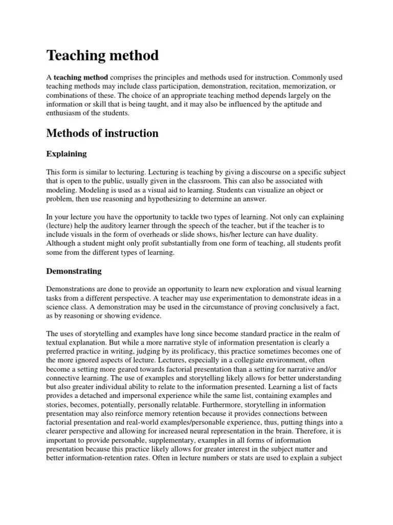 Teaching Method PDF Teaching Method Teachers