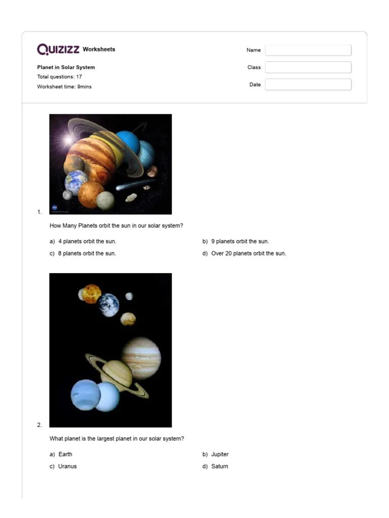 in Solar System _ Quizizz Download Free PDF Solar