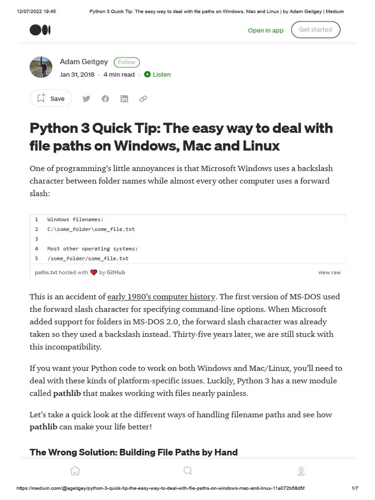 Python 3 Quick Tip The Easy Way To Deal With File Paths On Windows