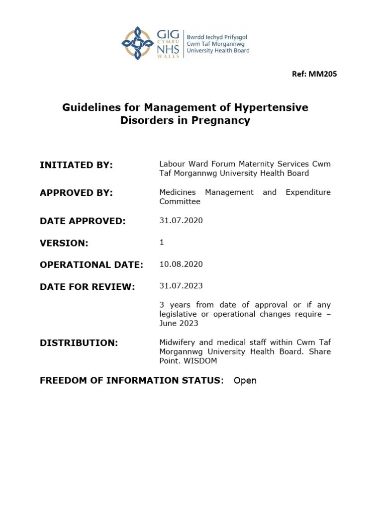 Hypertensive Disorders in Pregnancy, Management of_CTM Guideline 2020