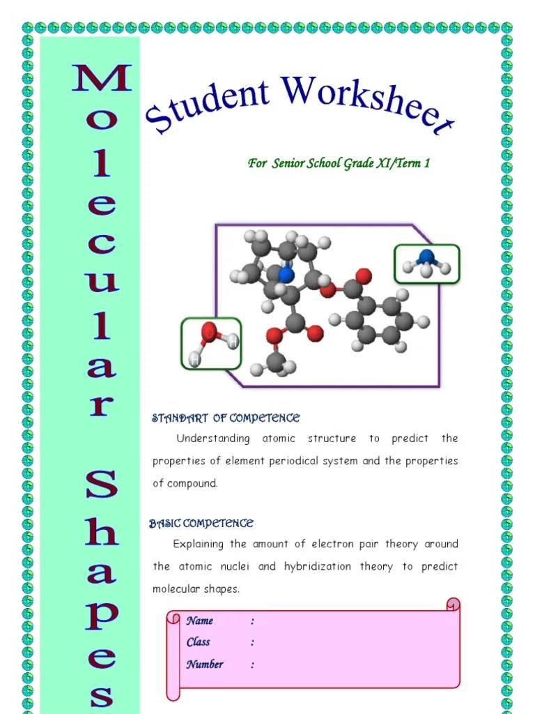 Molecular Shape Worksheet Chemical Bond Molecules