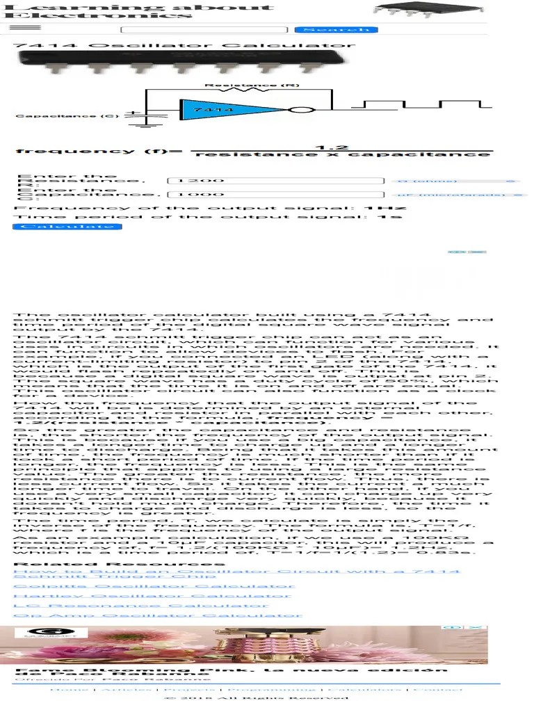 7414 Oscillator Calculator PDF Electronic Oscillator Capacitor