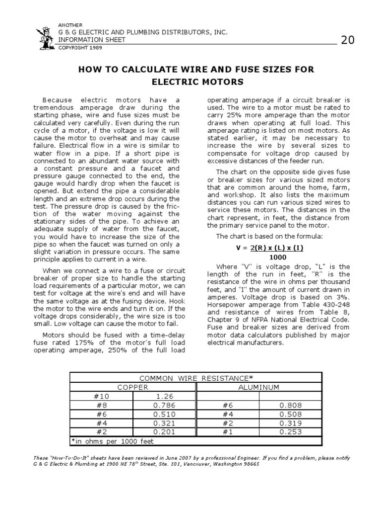 20_How to Calculate Wire & Fuse Sizes for Electric Motors Fuse