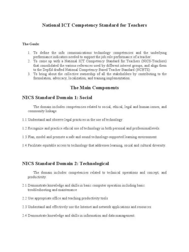 NICS. Standard PDF Competence (Human Resources) Educational