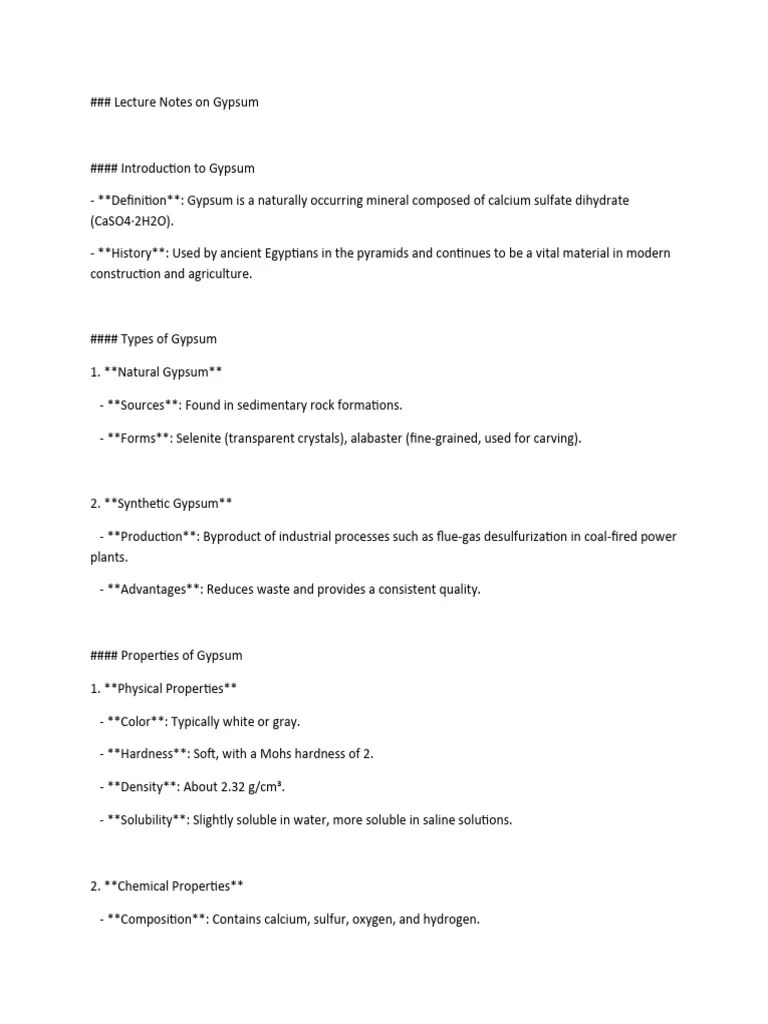 Gypsum PDF Gypsum Materials
