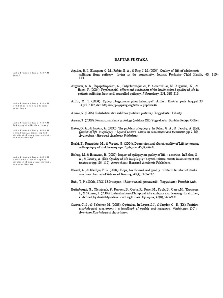 Contoh Daftar Pustaka Standar Apa Epilepsy Behavioural