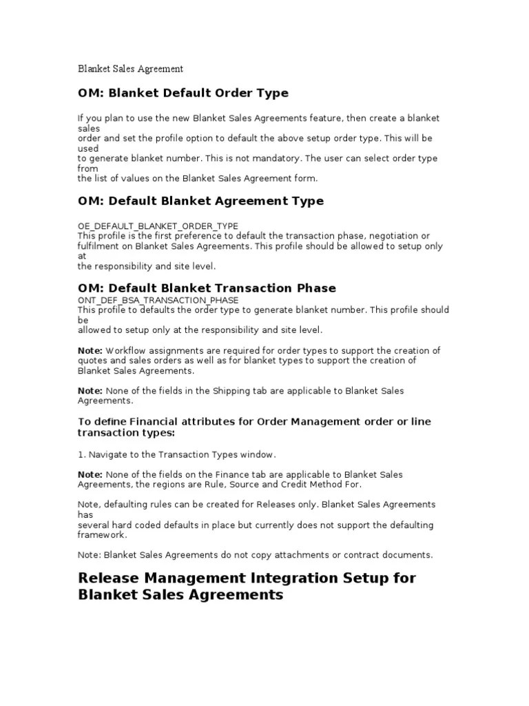 Blanket Sales Agreement PDF Computing Software