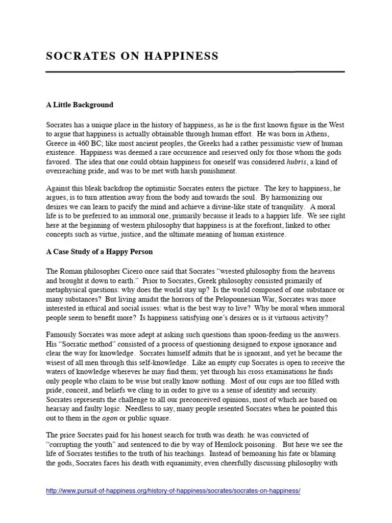 Socrates On Happiness Page PDF Socrates Pleasure