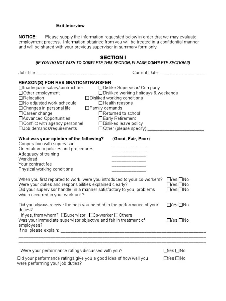 exit interview Occupational Safety And Health Employment