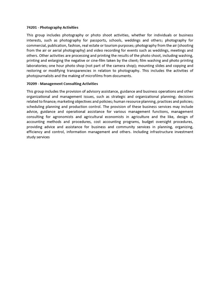 Detail Business Activities Nic PDF