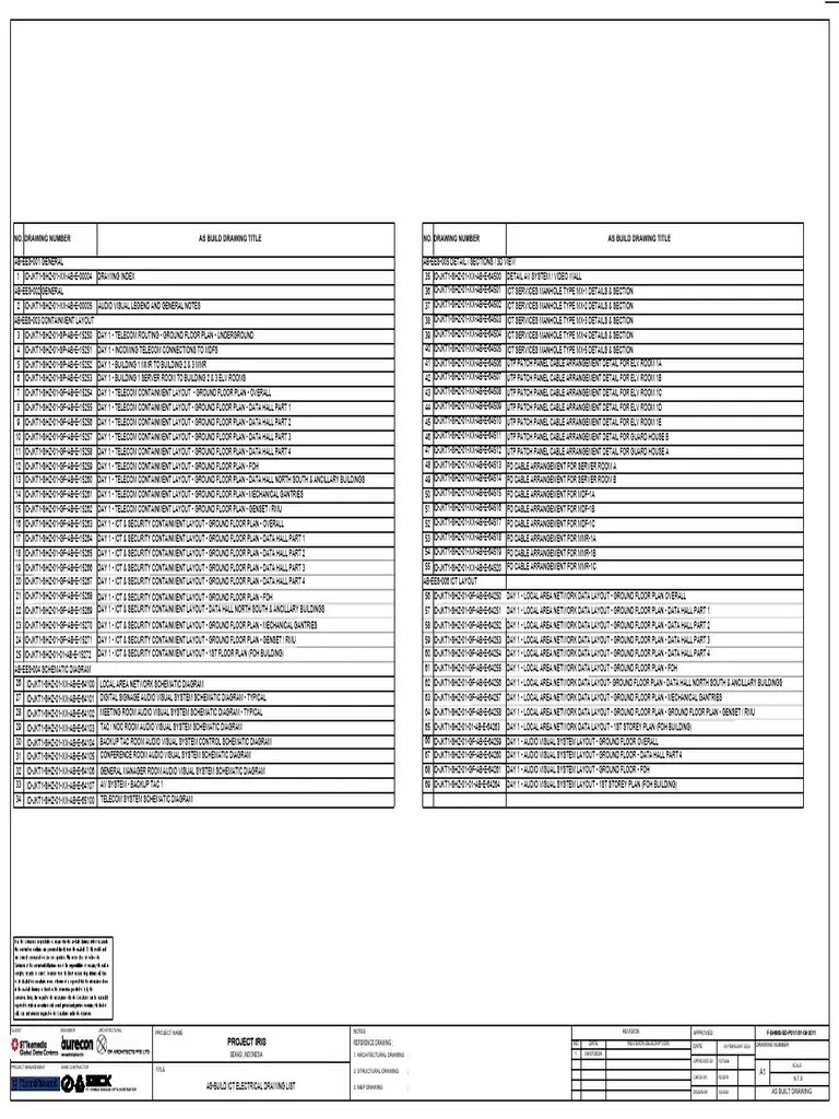 Drawing List ICT Electrical PDF Information