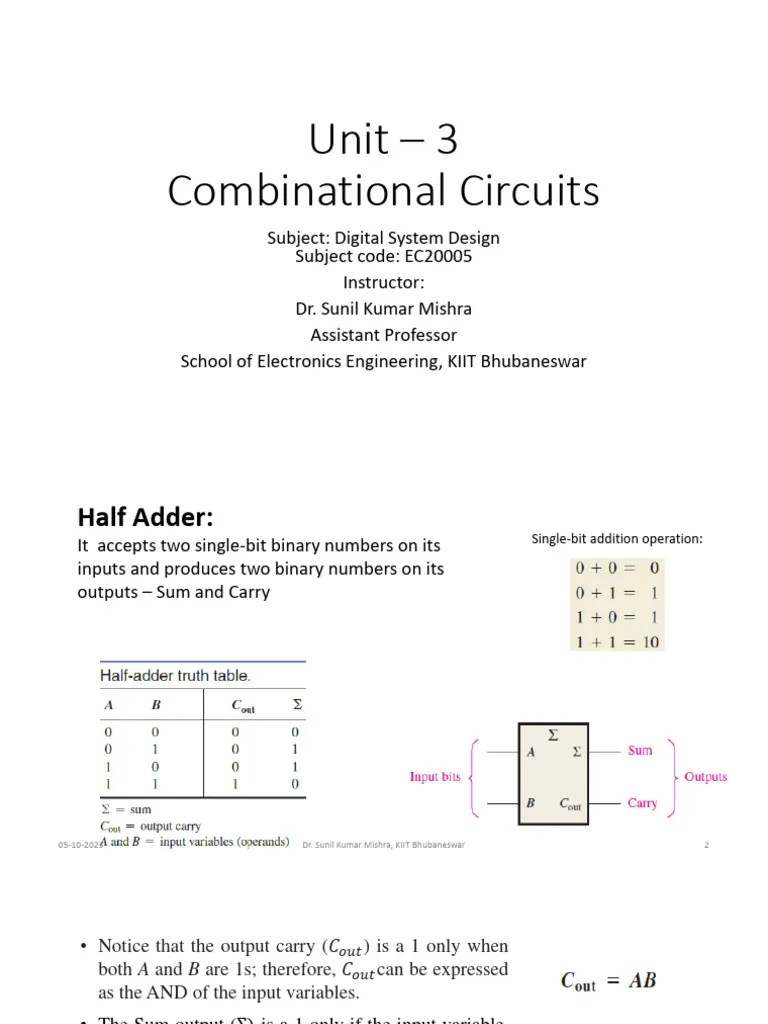 Unit 3 Combinational Circuits PDF Mathematics Digital Electronics