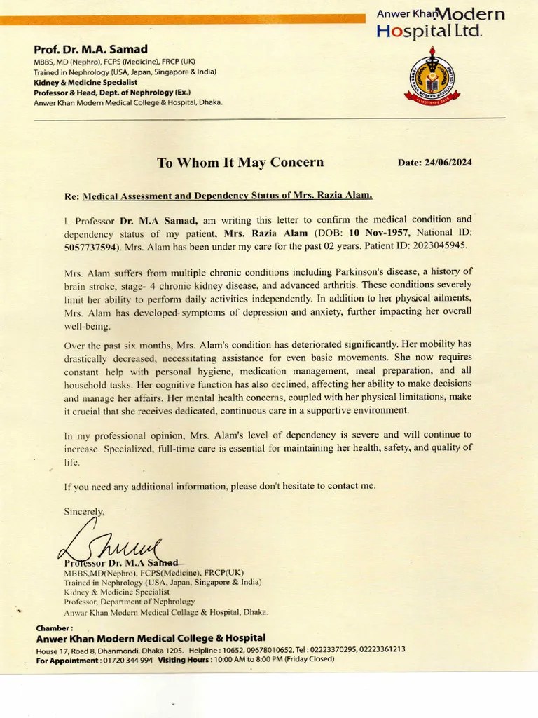 Another Doctor's Statement About A Patient With Kidney Desis. PDF