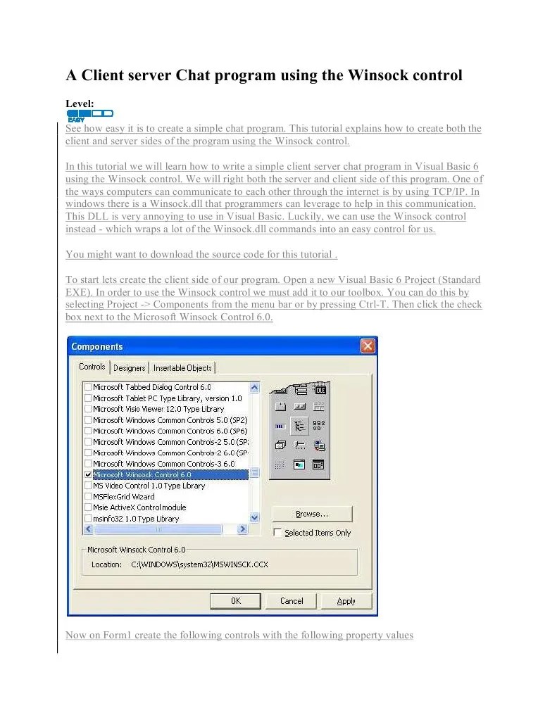 A Client Server Chat Program Using The Winsock Control PDF