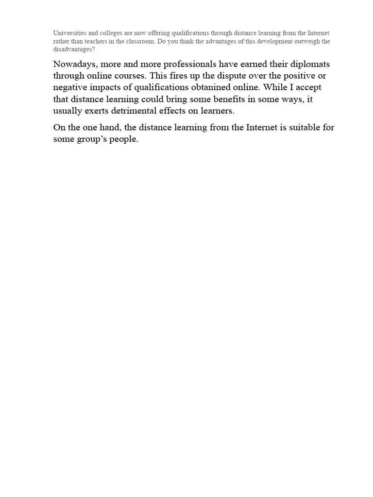 Universities and Colleges Are Now Offering Qualifications Through Distance Learning From the