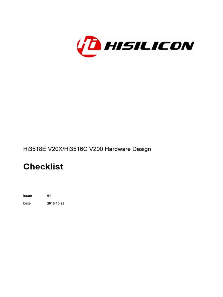 Hi3518E V20X／Hi3516C V200 Hardware Design Checklist PDF Printed