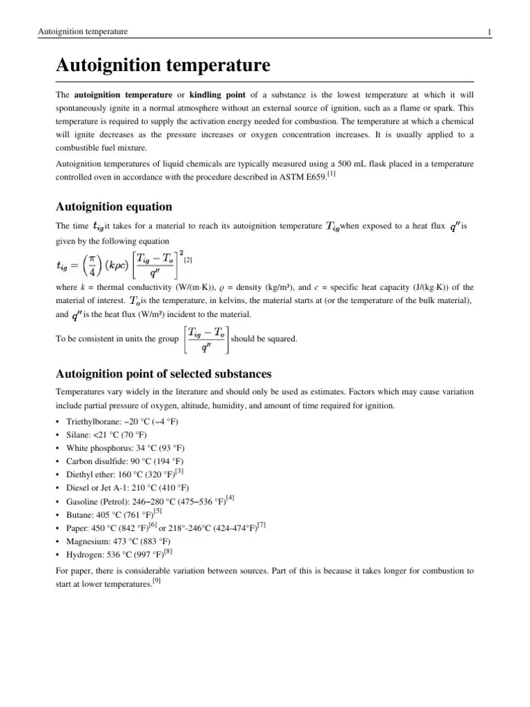 Auto Ignition Temperature PDF Combustion Chemistry