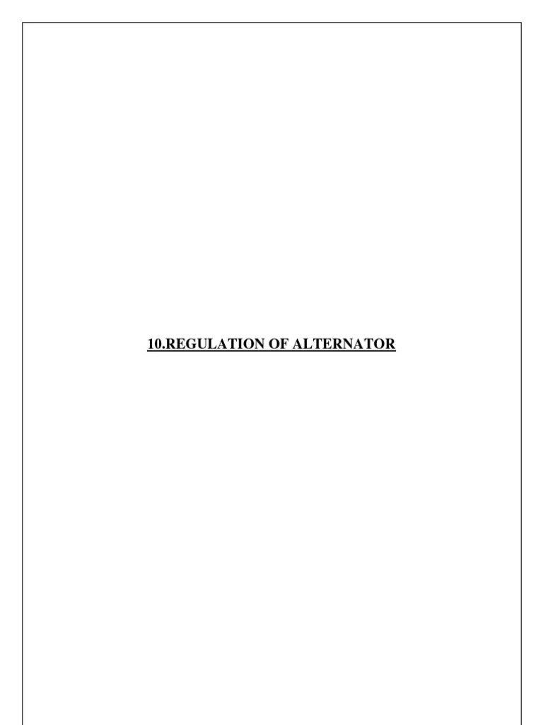 Regulation of Alternator PDF Voltage Electrical Impedance