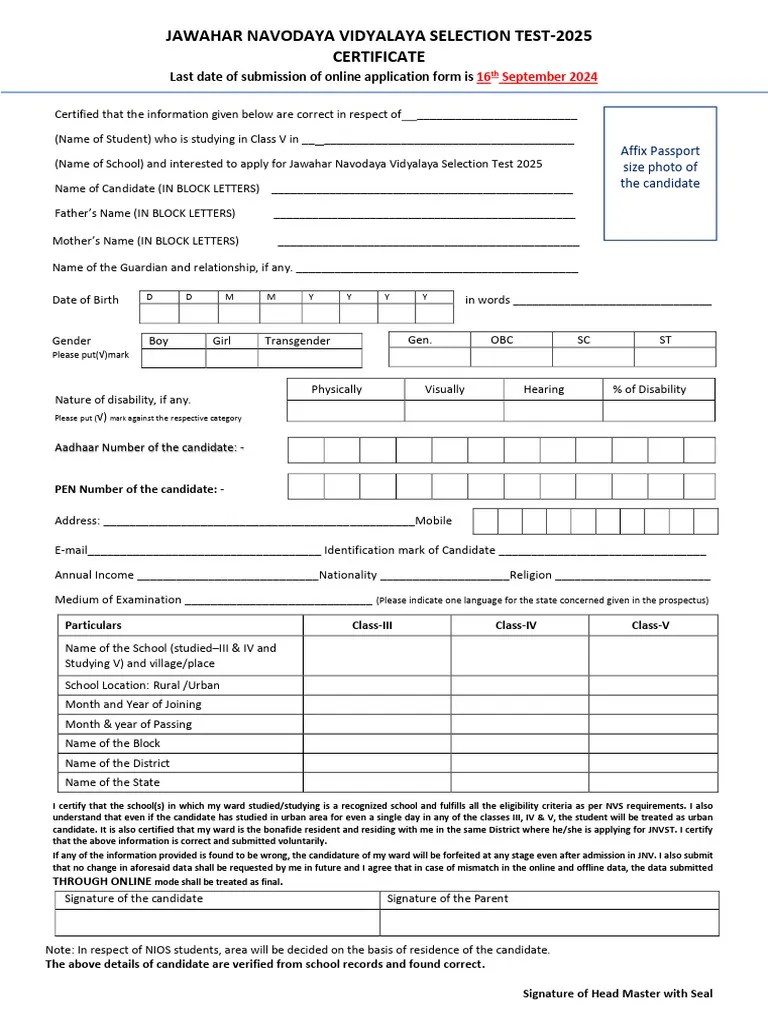 Certificate 2025 Navodaya Vidyalaya Samiti PDF Career & Growth