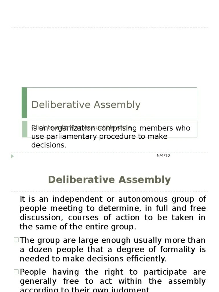 Deliberative Assembly PDF