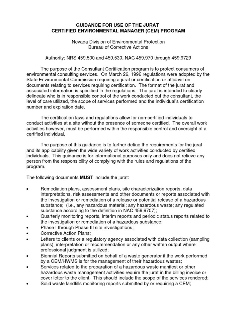 Jurat Guidance Professional Certification Dangerous Goods