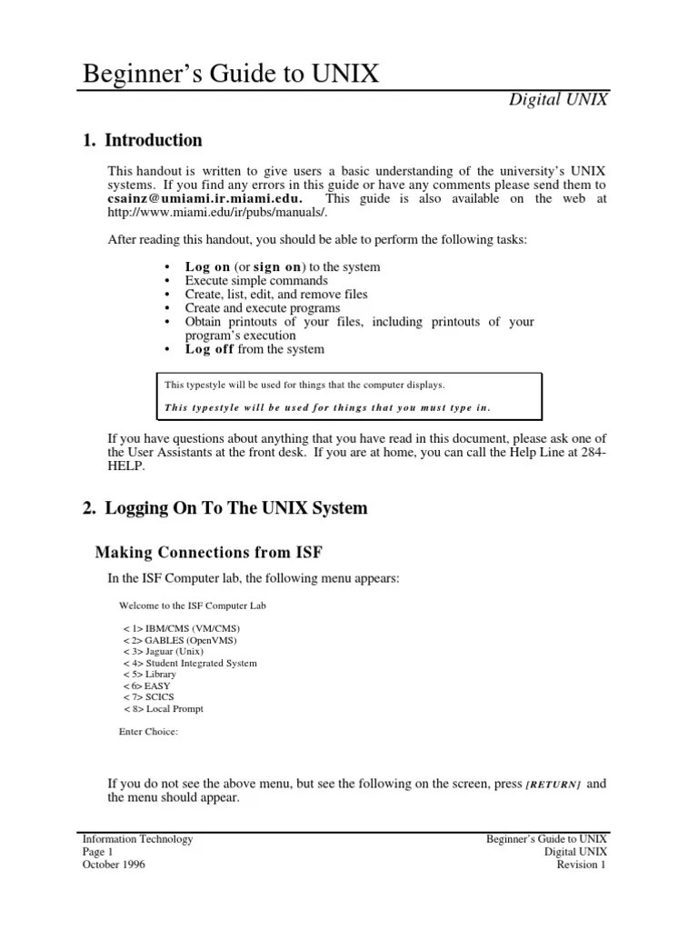 Beginner's Guide To UNIX PDF Computer File Password