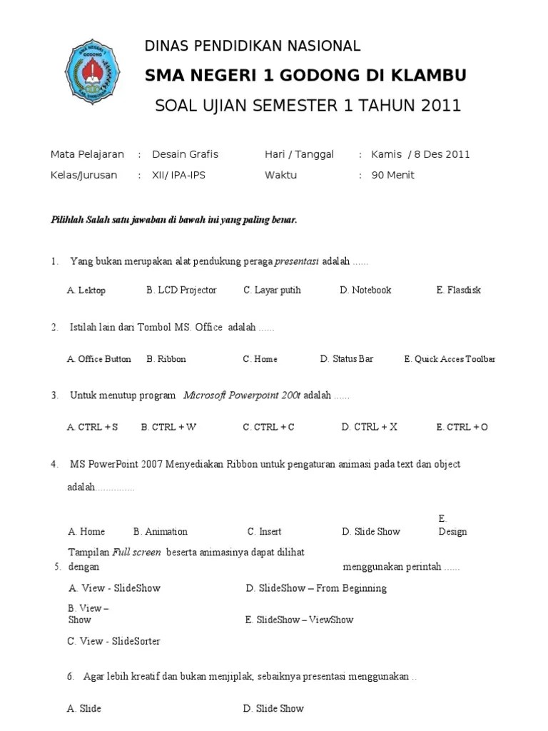 Soal Microsoft Power Point 2007 - New | PDF