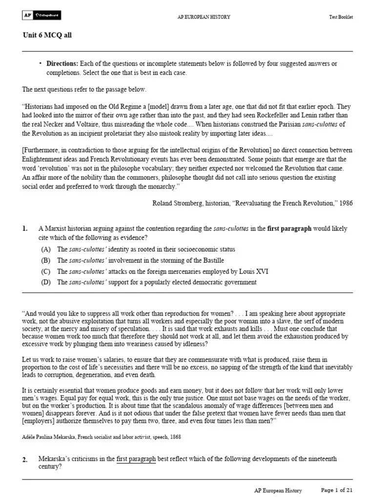 Unit 6 MCQ Practice Quiz PDF Fascism History Of Europe(01)