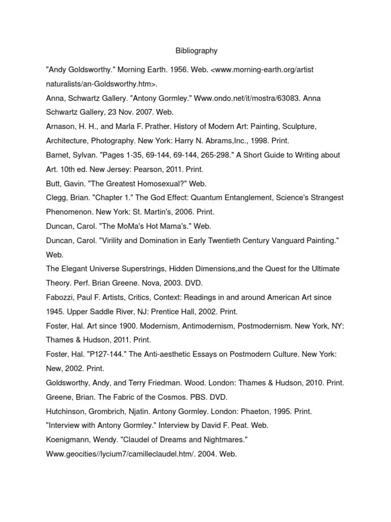 Bibliography Arts (General)