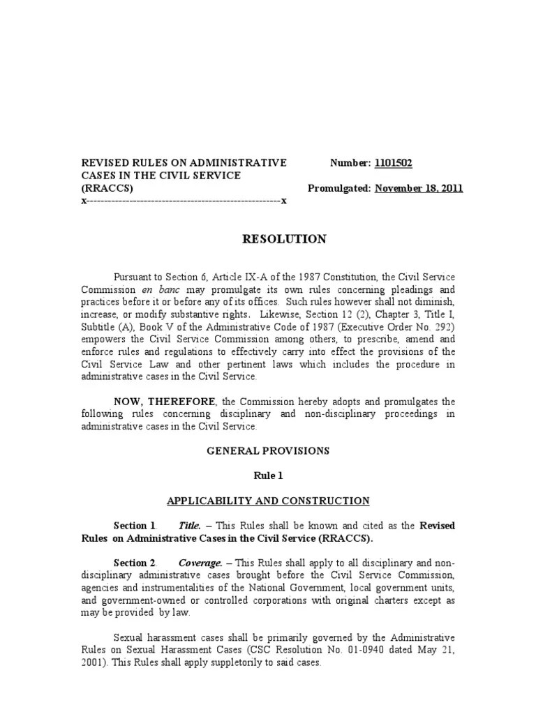 Revised Rules on Administrative Cases in the Civil Service Complaint Judgment (Law)