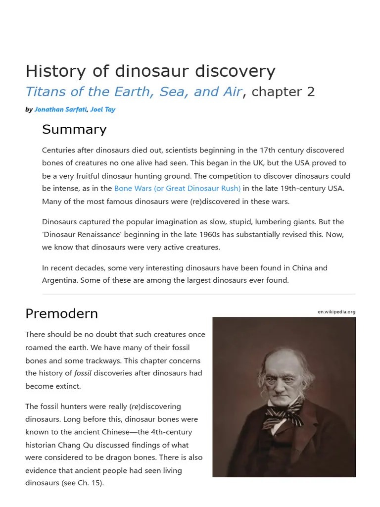 Titans Chapter 2 History of Dinosaur Discovery PDF Dinosaurs