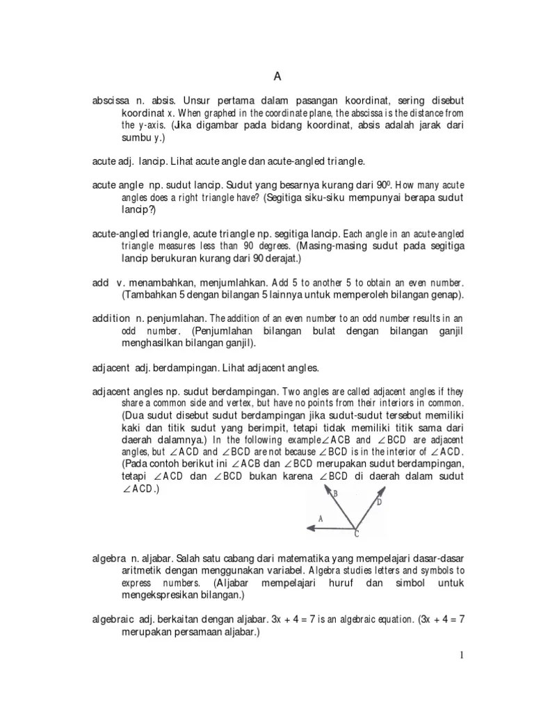 Istilah Matematika Dalam Bhs - Inggris | PDF