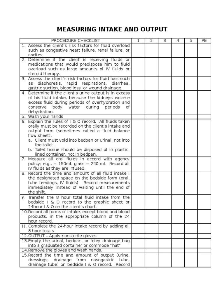 Measuring Intake and Output | Question | Integrity