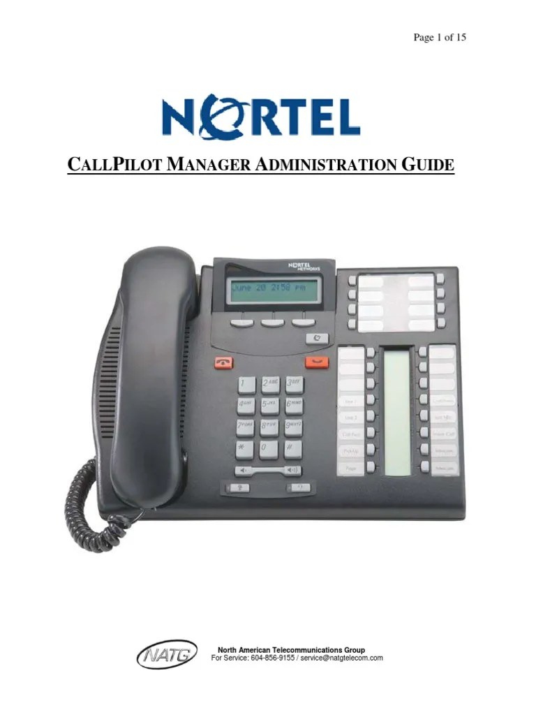 Nortel CallPilot Manager Admin) Oral Communication