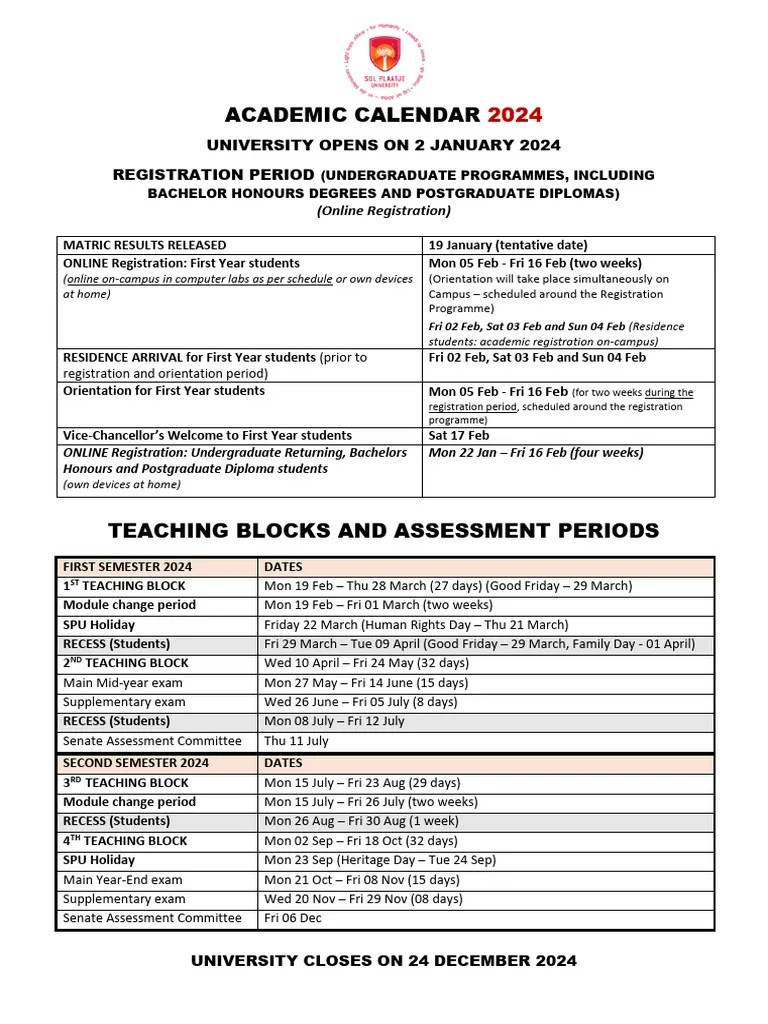SPU Academic Calendar 2024-25 | PDF | Academic Term | Academia