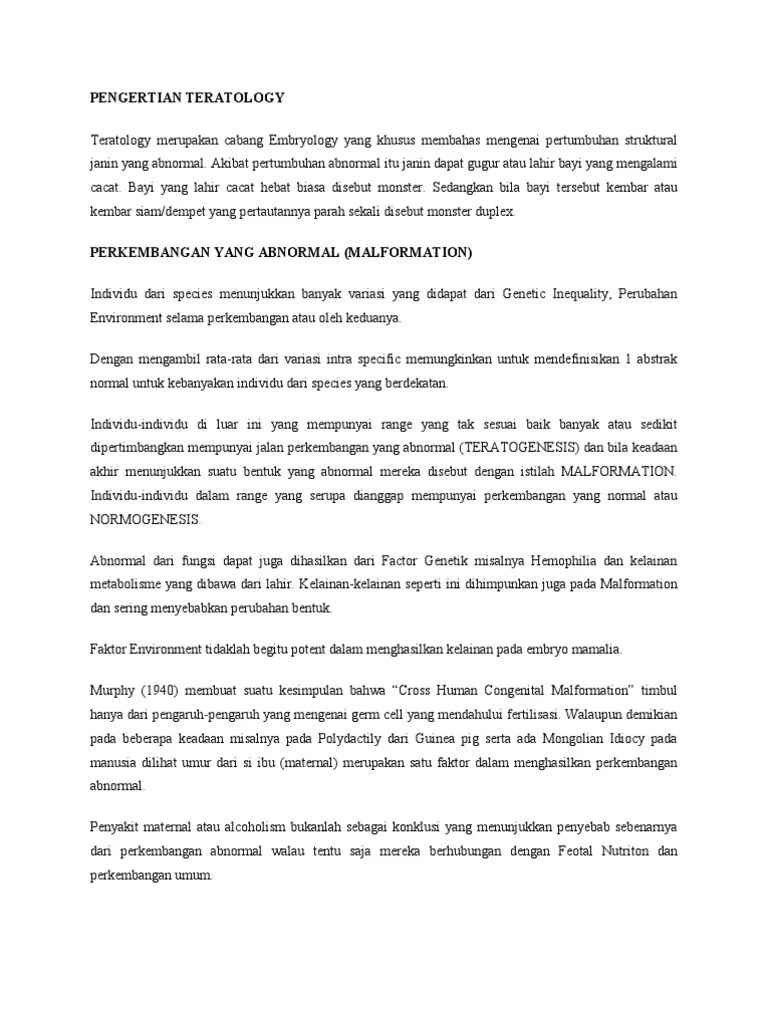 Pengertian Teratology | PDF