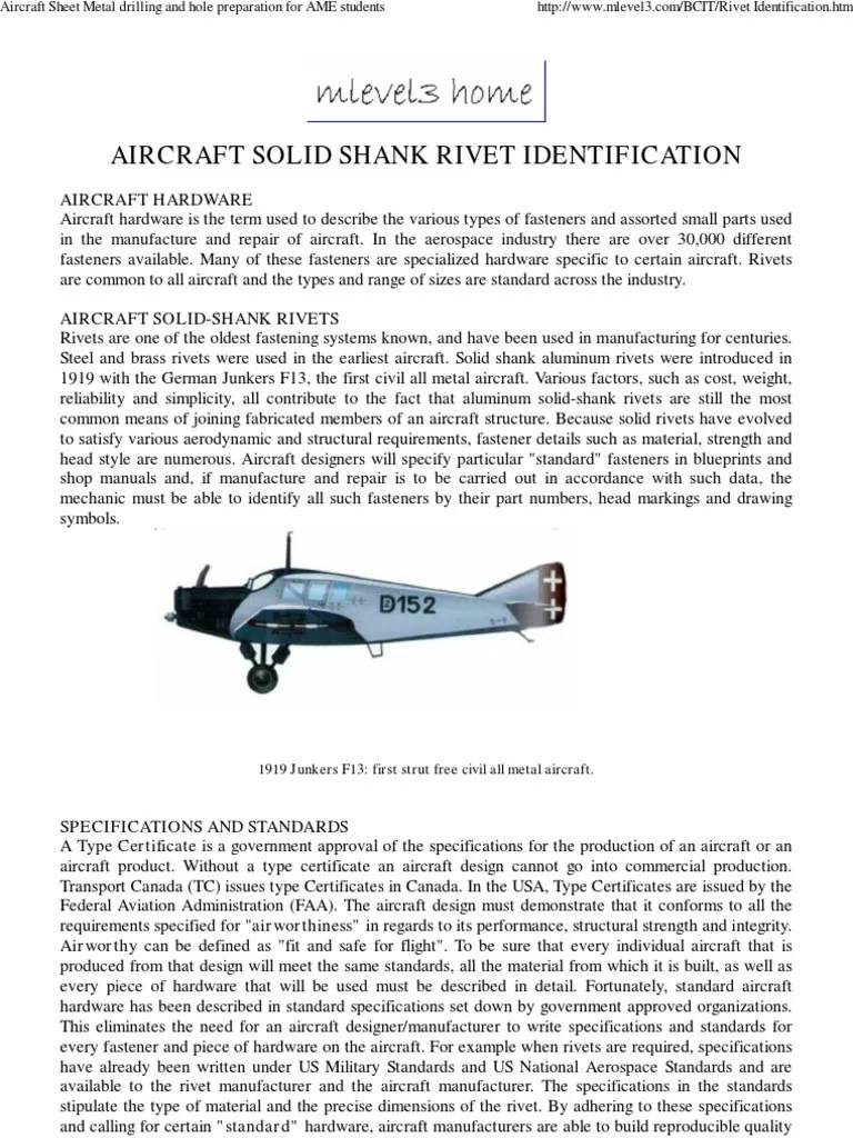 Aircraft Sheet Metal Drilling and Hole Preparation for AME Students
