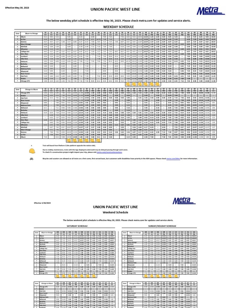 Union Pacific West Line Weekday Schedule PDF