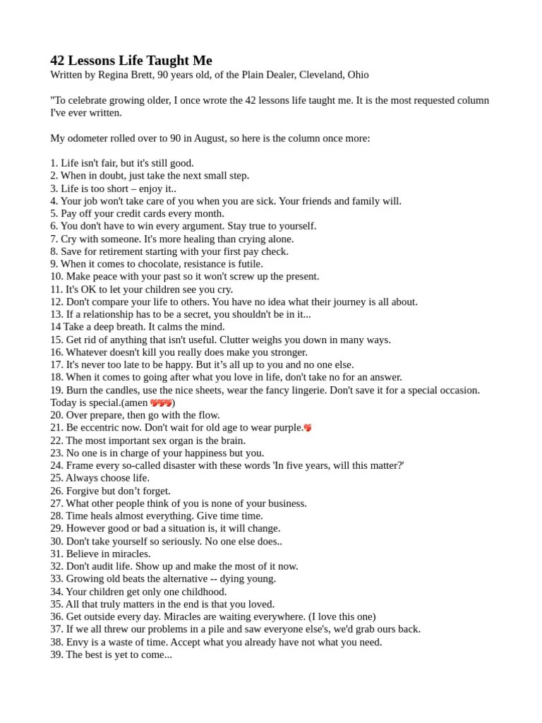 42 Lessons Life Taught Me PDF