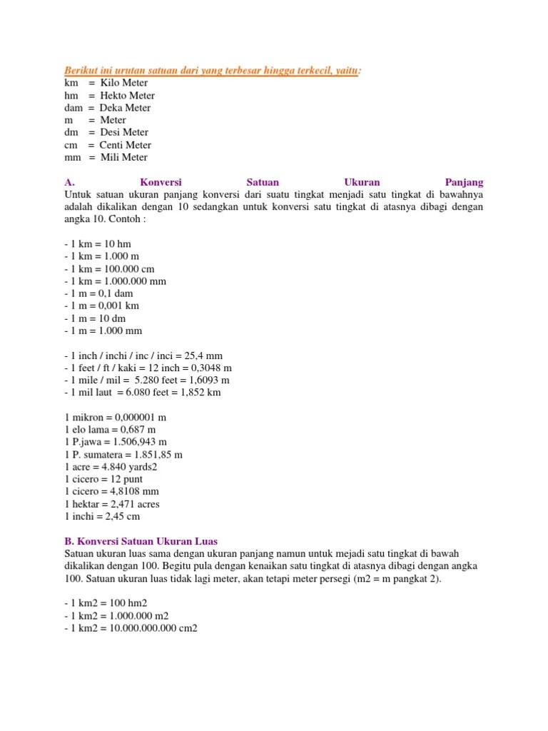 Berikut Ini Urutan Satuan Dari Yang Terbesar Hingga Terkecil | PDF