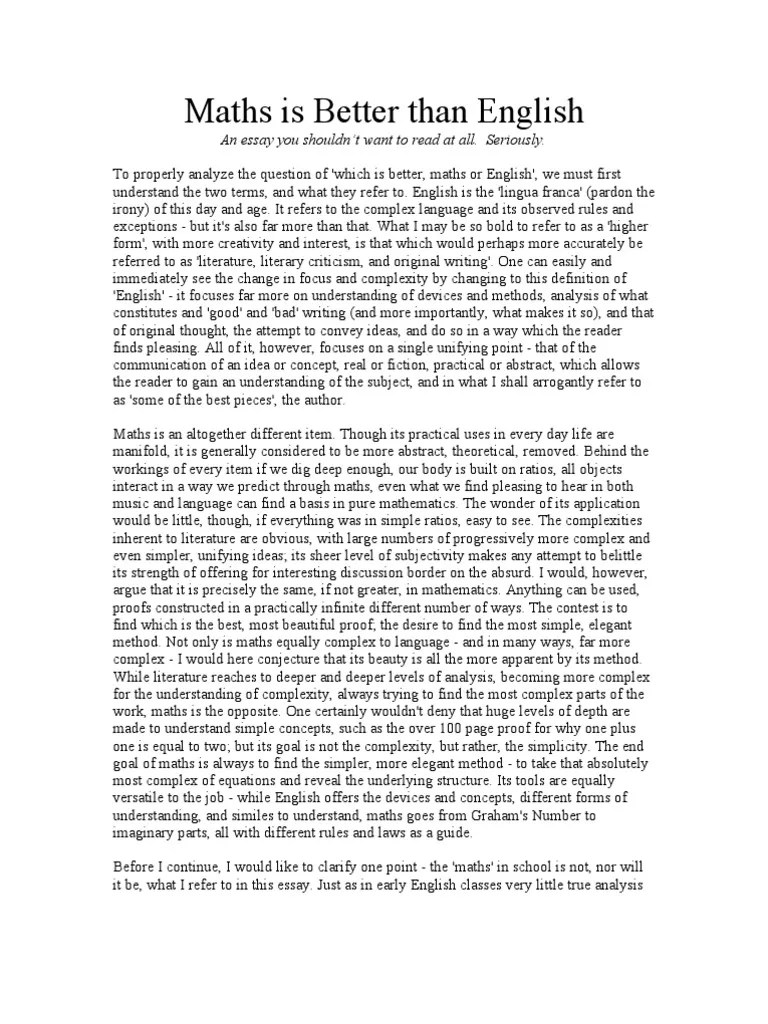 Maths is Better Than English Mathematical Proof Physics & Mathematics