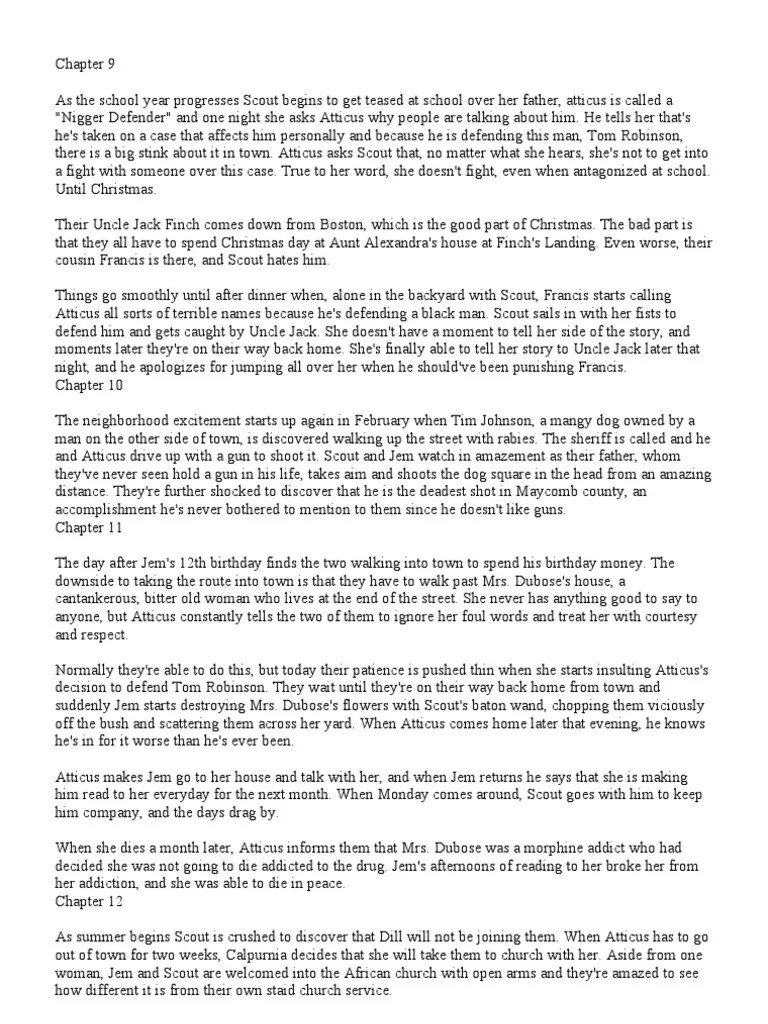 To Kill a Mockingbird summary Chapter 912 To Kill A Mockingbird