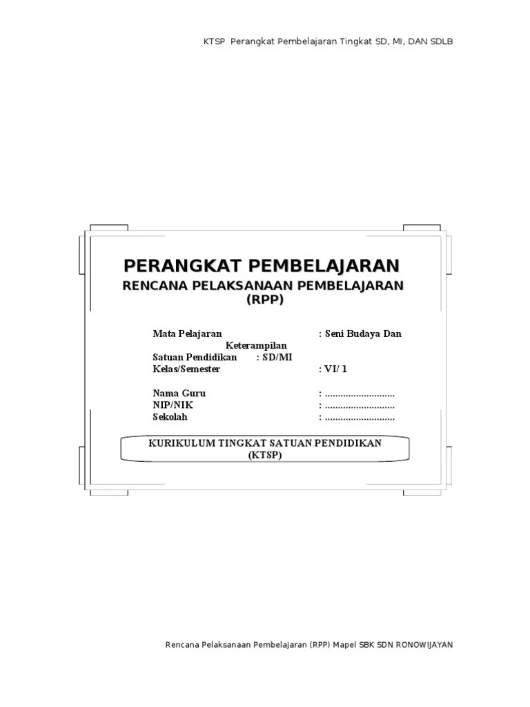 RPP SBK KELAS 6 Com | PDF