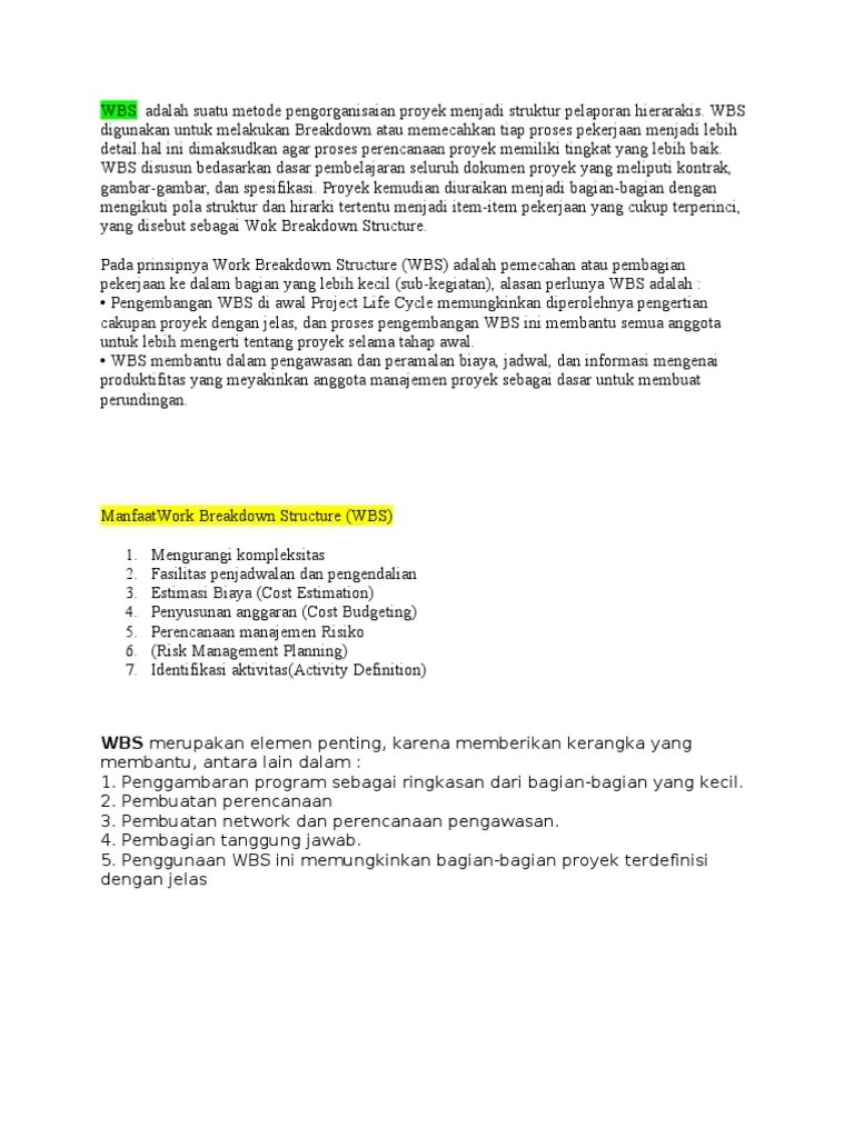 WBS Adalah Suatu Metode Proyek Menjadi Struktur
