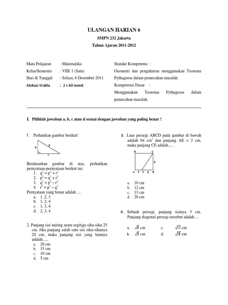 Uji Soal Pythagoras SMP 232 | PDF